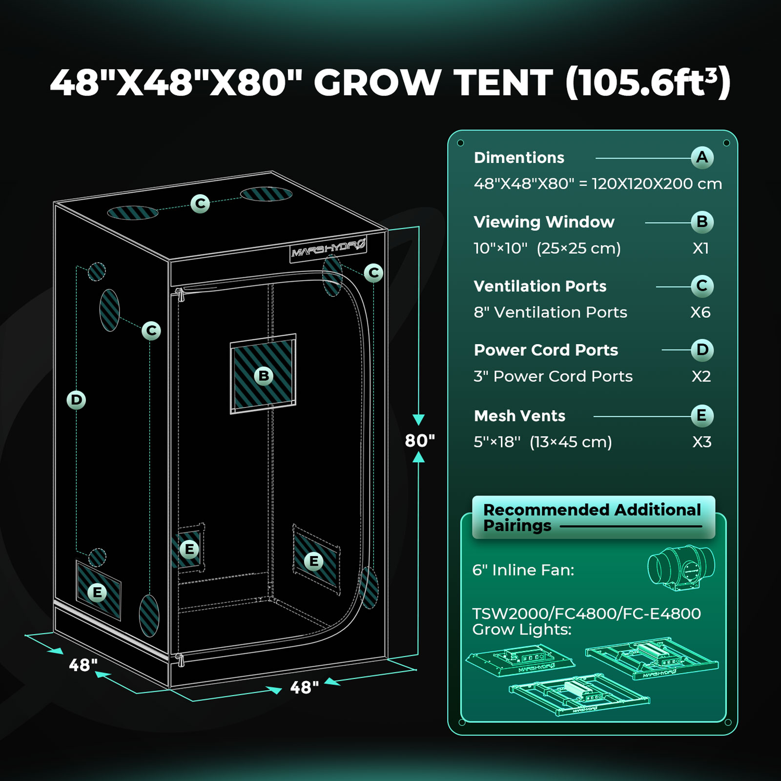 4'x4' Grow Tent Indoors (120x120x200cm) - Mars Hydro UK Official