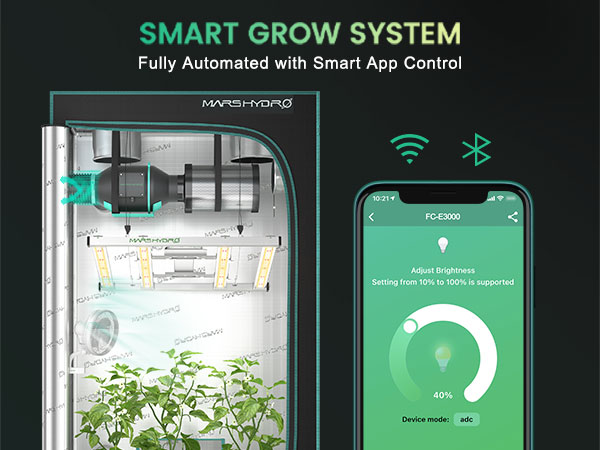 mars hydro fc-e3000 led smart grow tent system fully automated with app control