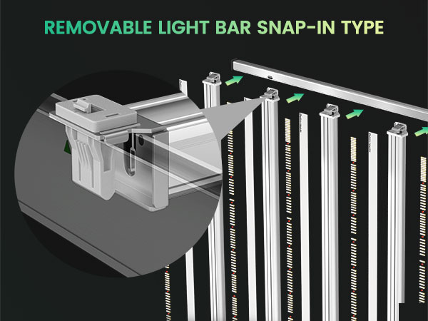 mars hydro fc-e8000 smart led grow light removable light bar snap-in type