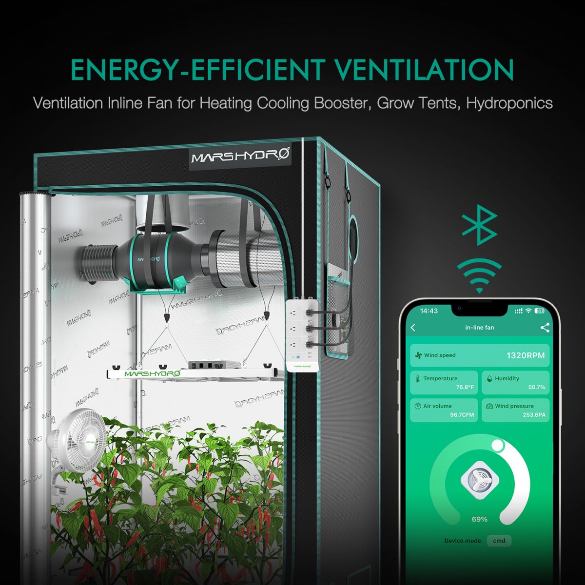 mars hydro ifresh smart inline fan energy efficient ventilation
