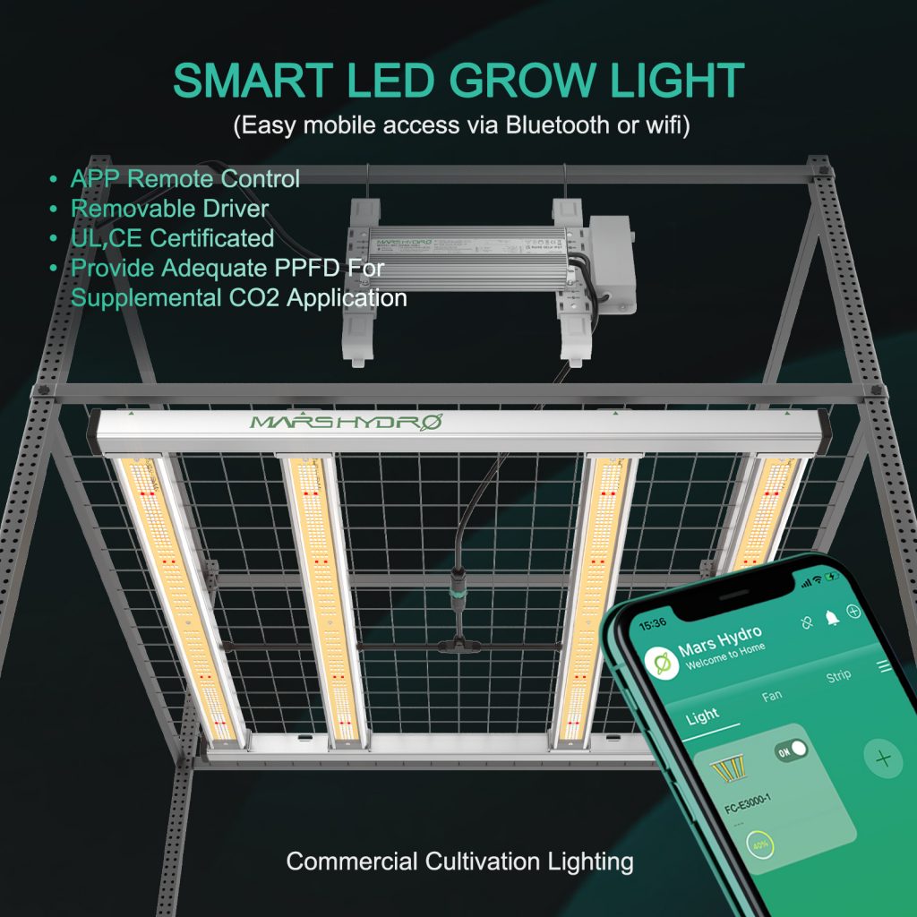 mars hydro fc-e3000 smart led grow light app control dimming daisy chain