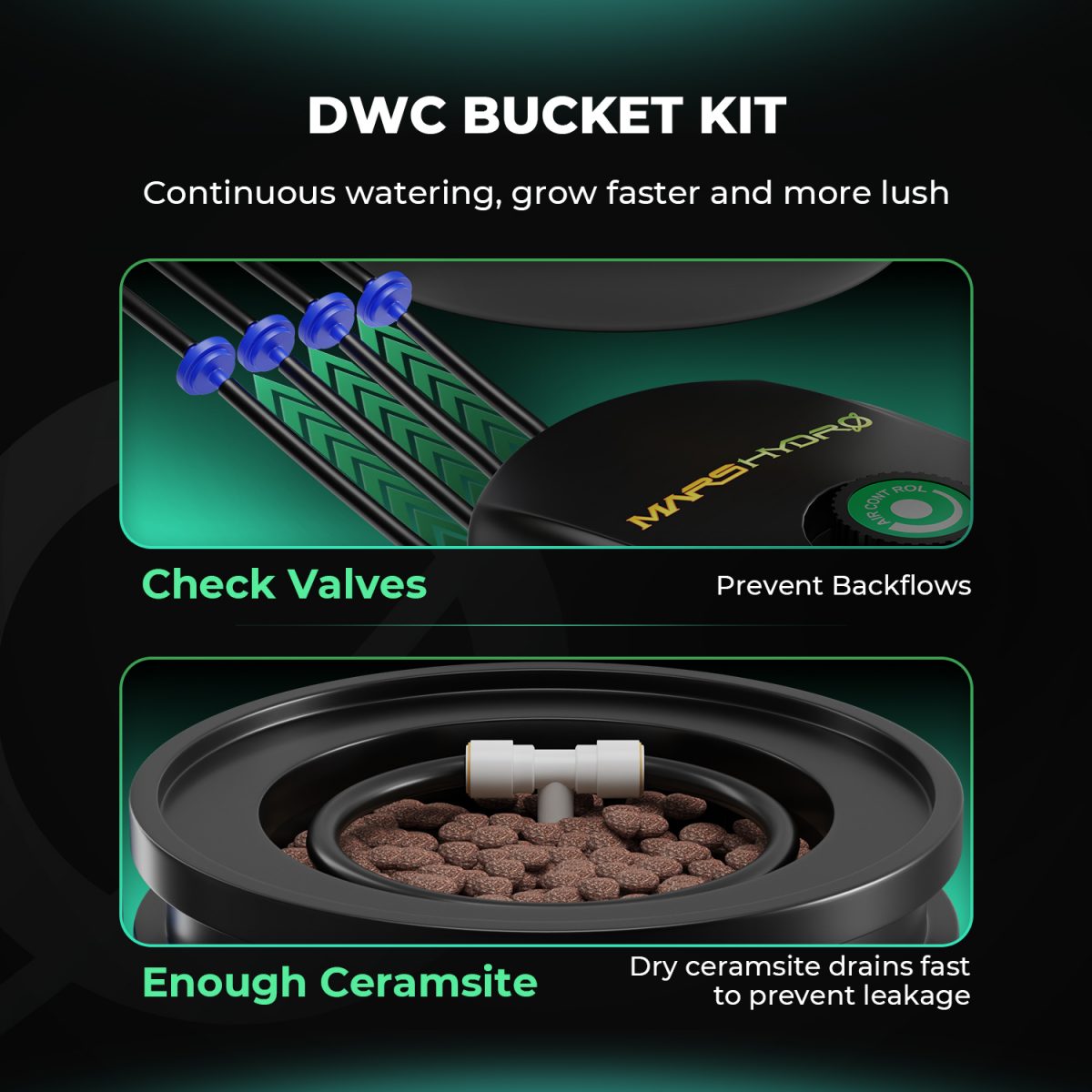 DWC BUCKET KIT Continuous watering, grow faster and more lush