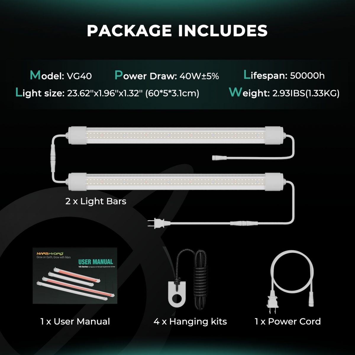 Mars hydro VG40 PACKAGE-INCLUDES