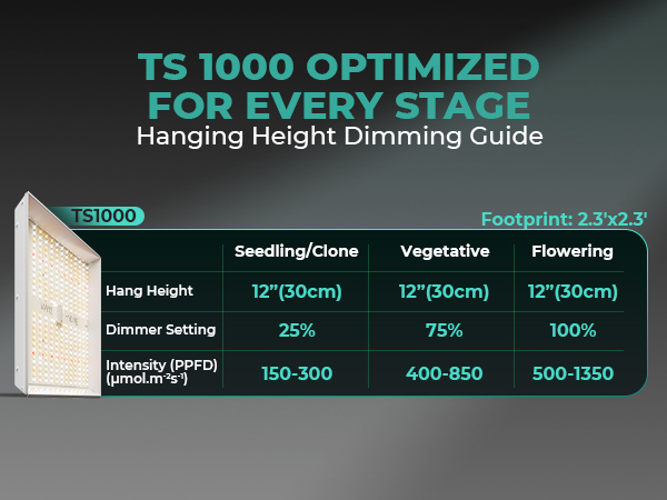 mars hydro ts1000 hanging distance