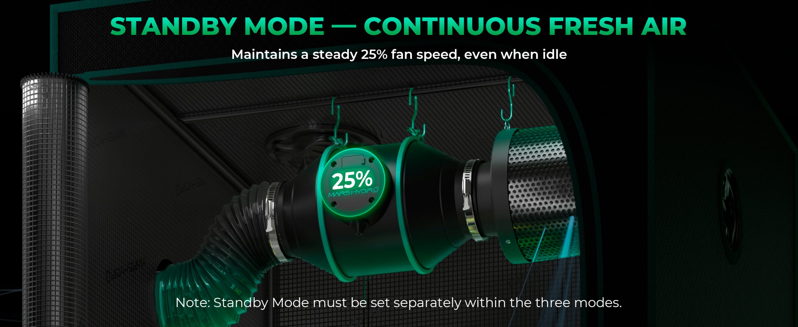 IFRESH-standby mode Maintains a steady 25% fan speed, even when idle